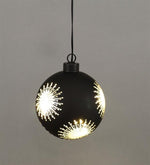LED Glas Kugel schwarz mit Sternen mit 8 LED D10cm