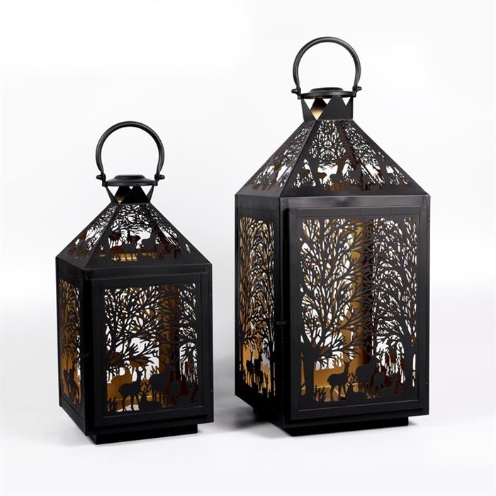 Laterne Forest 2er Set aus Metall Farbe schwarz gold