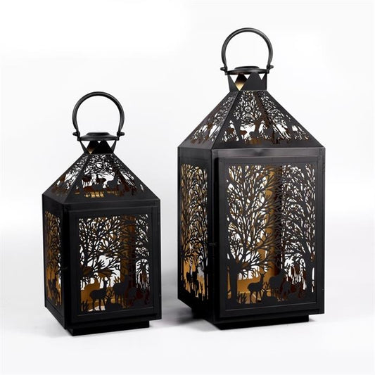 Laterne Forest 2er Set aus Metall Farbe schwarz gold