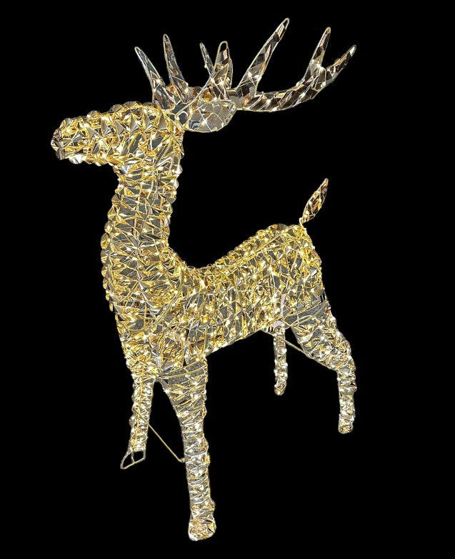 LED Rentier gold Outdoor aus Metall mit 600LED Micro Light goldige PET Streifen