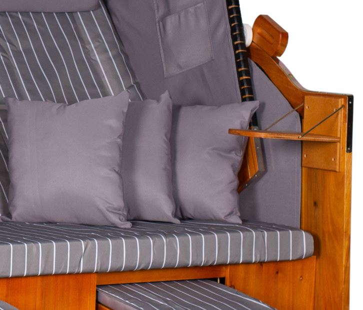 Strandkorb "Ostsee" XXL gestreift royal grau