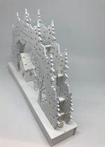 LED Diorama aus Holz mit 10 LED Dorf und Bogen warm weisses Licht