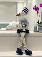 Deko Möwe aus Stoff 
Kantenhocker H:30cm
Design: Beach
Farbe: Blau
L:8cm B:6cm H:30cm