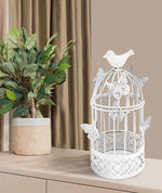Deko Blumenkäfig weiss 
aus Metall mit Schmetterlingen
Grösse D10cm H22.5cm