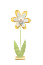 Dekoblume Filz gelbe Blüte auf Holzsockel