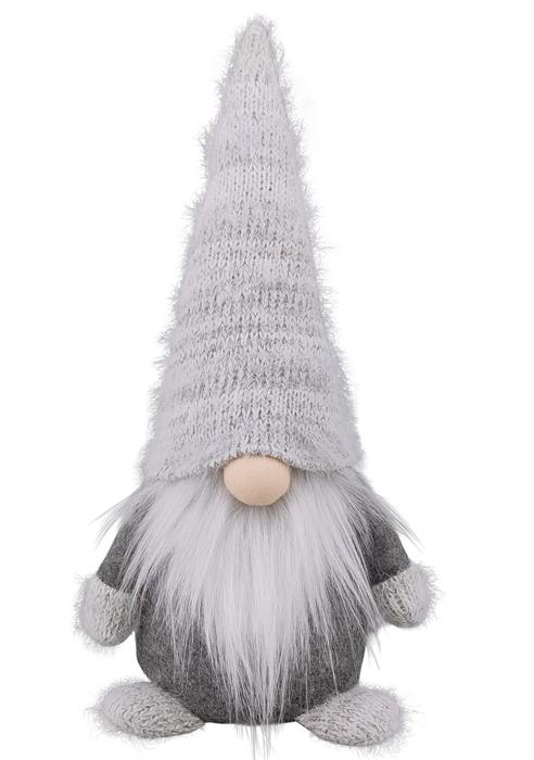 Nain décoratif Père Noël avec barbe
 avec un chapeau pointu,
 Couleur gris,
 L:11 cm l:16 cm H:36 cm