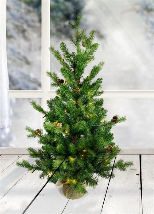 Sapin de Noël LED avec 50 LED
 Guirlande lumineuse dans un pot en jute
 enveloppé D:45cm H:90cm