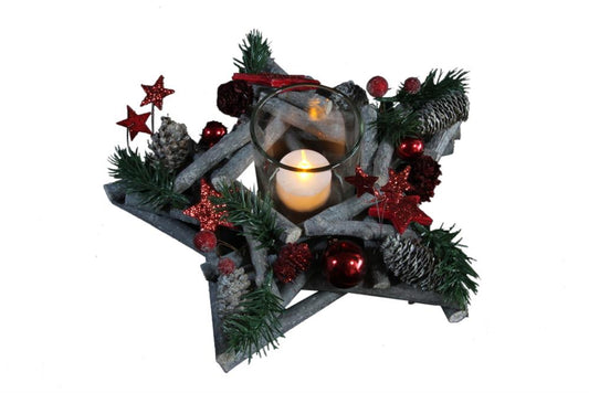 Adventsgesteck aus Holz Sternenform D:25cm