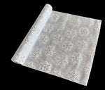 Dekostoff silber + silber Schneeflocken Design:Schneeflocken 36cm x 300cm - gerollt
