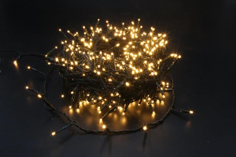 LED Outdoor Lichterkette 420 LED Warm weisses Licht L: 25m - Kabelfarbe: Grün