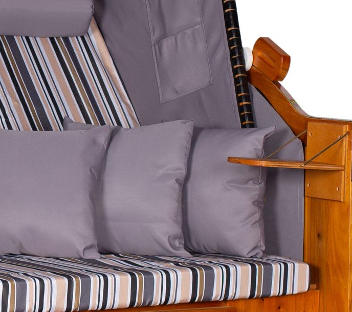 Strandkorb "Ostsee" XXL gestreift oliv/grau