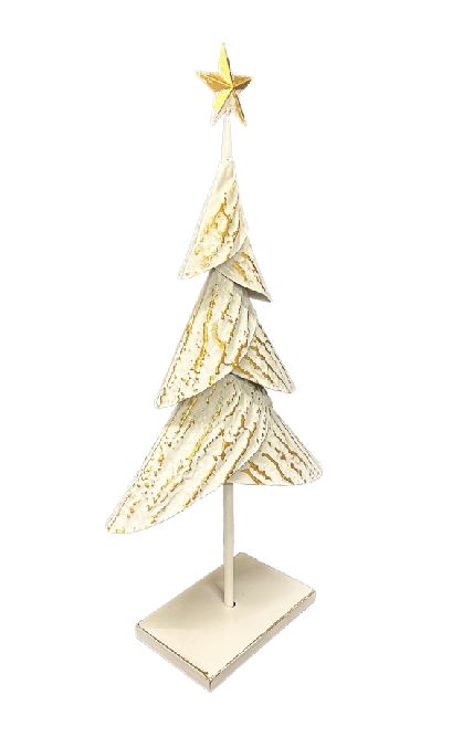 Deko Weihnachtsbaum aus Metall altweiss gold H59cm