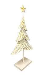 Deko Weihnachtsbaum aus Metall altweiss gold H59cm