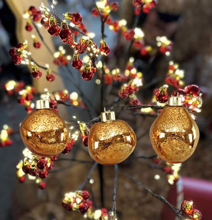 Weihnachtskugel Glas organic 6er Set gold mercury D6-7cm