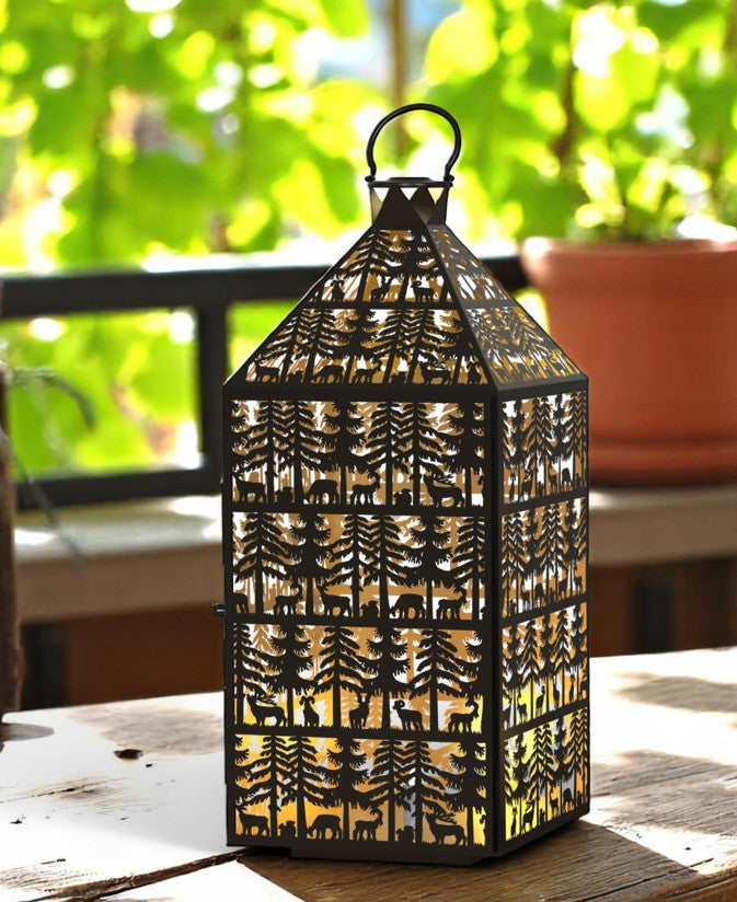 Laterne Forest 4er Set aus Metall Schwarz gold