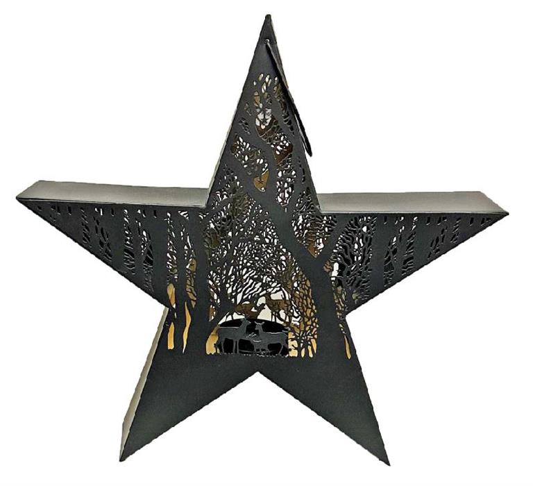 Stern Forest mit Henkel aus Metall Schwarz gold mit Einsatz für Kerzen