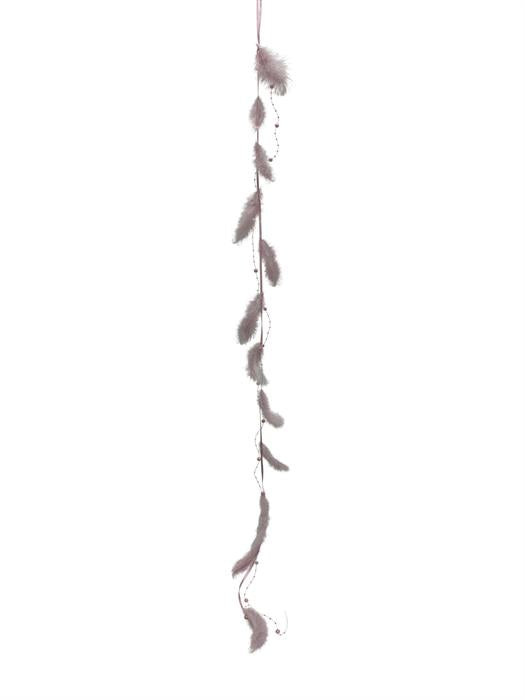 Girlande mit 12 Federn und 
Perlenkette Länge 125cm
Farbe: Rosa
