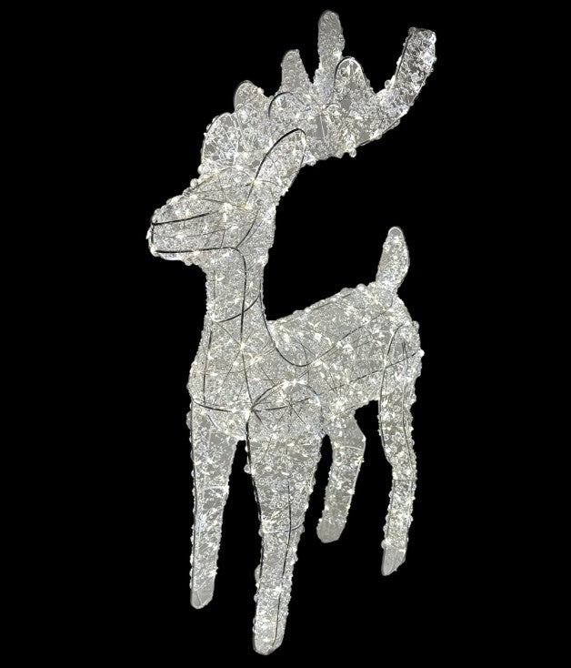 LED Rentier weiss Outdoor aus Metall mit 500 LED Micro Light Grösse 30x15x60cm