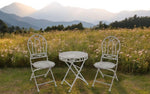 Bistro Set aus Metall Gartentisch und 2 Stühle Farbe: Vintage weiss