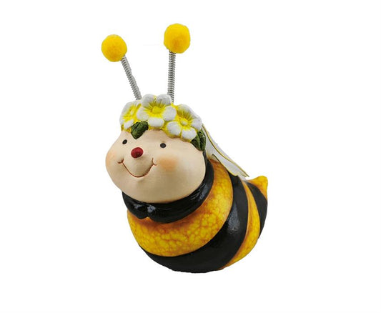 Deko Biene mit Blumenkranz 
aus Keramik 
10 x 13.5 x 10cm