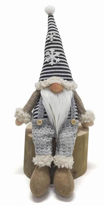 Gnome décoratif Père Noël
 Couleur: Blanc Bleu Gris
 L9cm x L17cm x H40cm