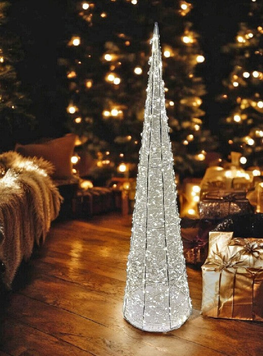 LED Kegel weiss Outdoor aus Metall mit 400 LED Micro Light Grösse 20x20x80cm