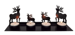 Teelichthalter mit 4 Rentieren 
aus Metall für 4 Teelichter 
L7cm x B27cm H9cm