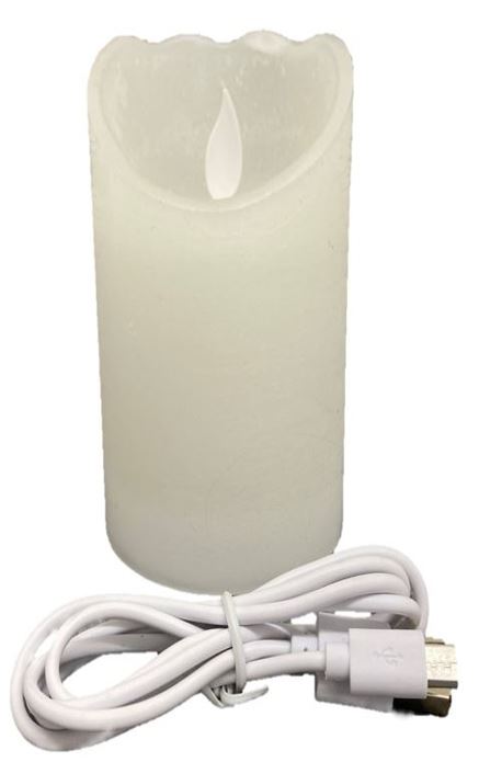 Candela di cera LED ricaricabile
 con cavo USB bianco
 P7,5 cm A17,5 cm