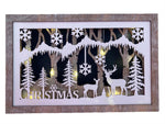 Image diorama LED avec 10 LED
 Motif : Scène forestière avec sapins
 Flocons de neige et cerfs