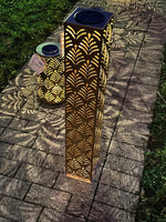 LED Solar Lichtsäule Metall 
Farbe: Rostbraun 
15x15x78.5cm