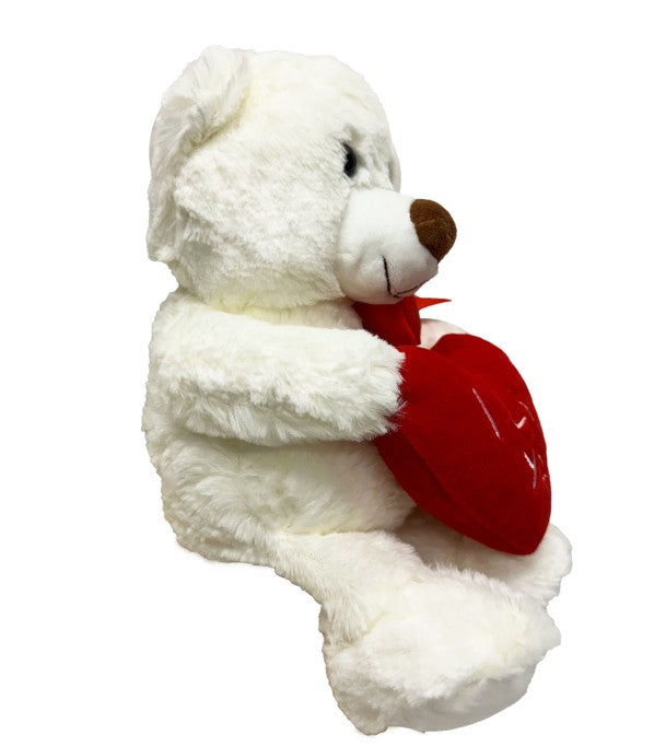 Plüschbär sitzend weiss mit rotem Herzkissen I love you Grösse 22x16x20cm