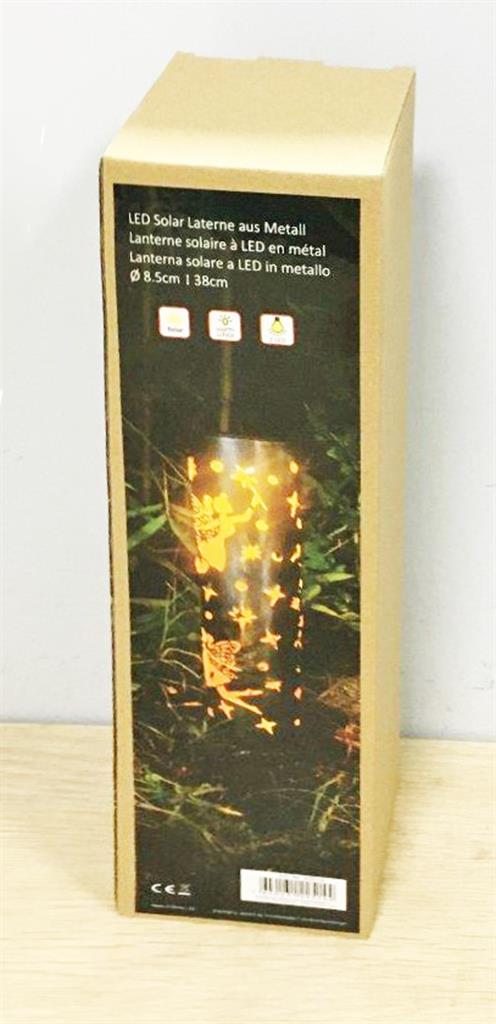 LED Solar Lampe aus Metall mit 1 LED zum Aufstellen oder Stecken D:8.7cm H:38cm