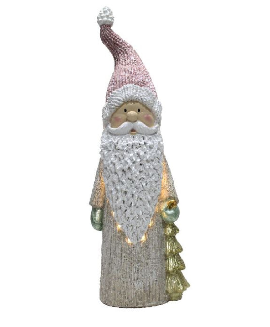 LED Deko Figur Santa mit Tannenbaum in der Hand mit 15 LED