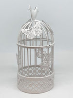 Deko Blumenkäfig weiss 
aus Metall mit Schmetterlingen
Grösse D10cm H22.5cm