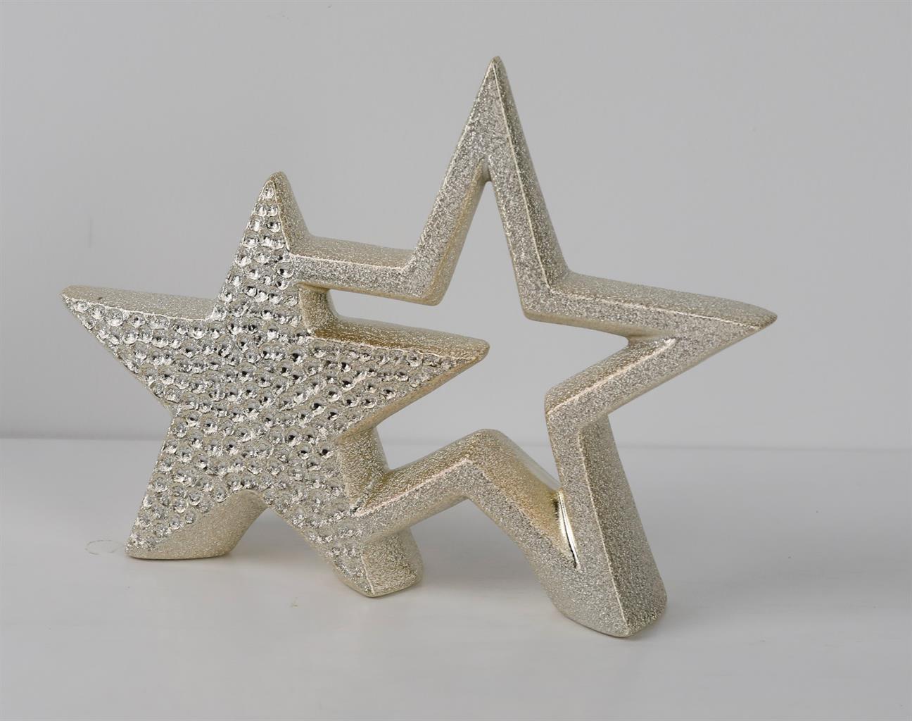 Stern Doppel aus Keramik,
Design: Gold gehämmert,
L:3cm x B:21cm x H:16cm