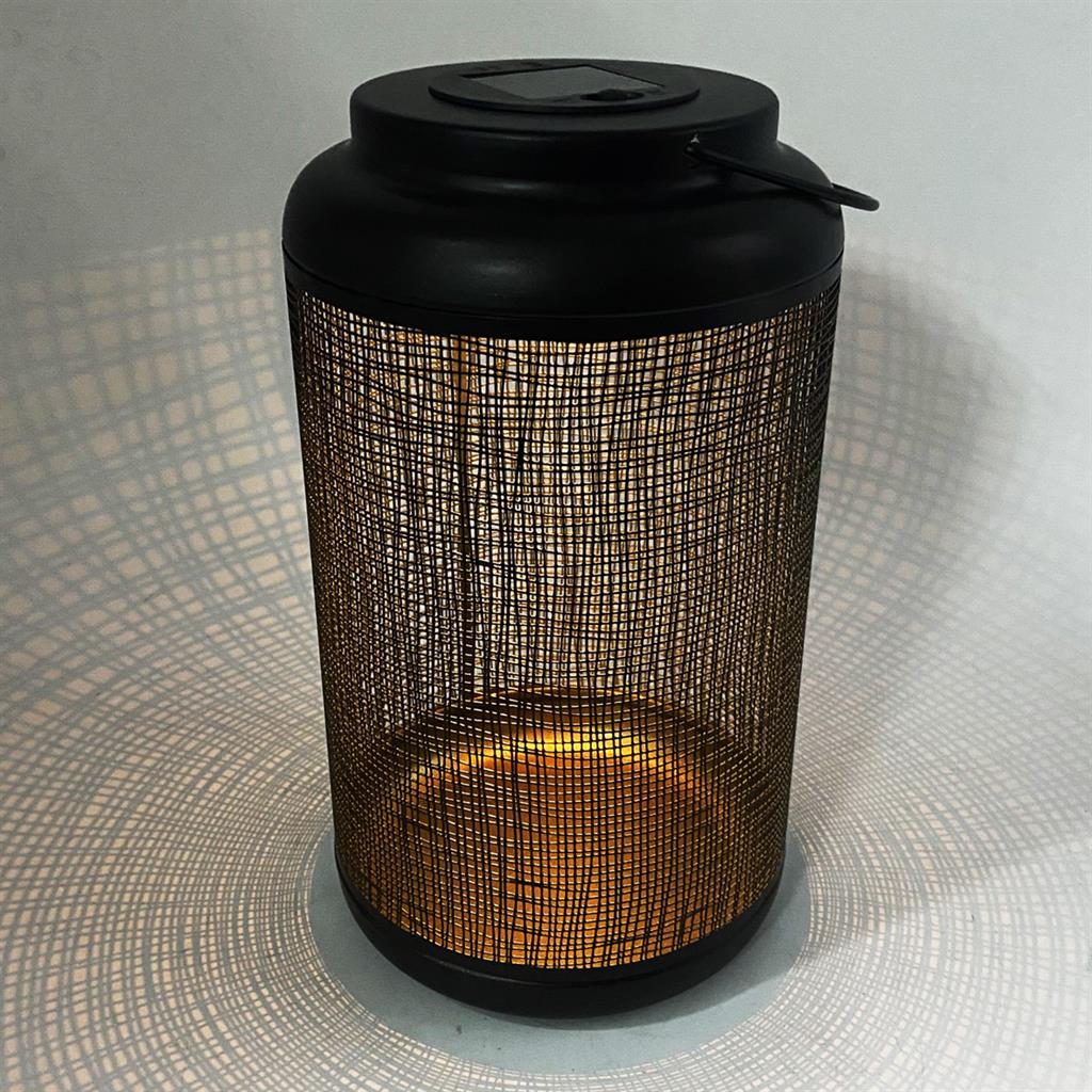 LED Solar Laterne Metall D:15.5cm - H:26cm Farbe: Schwarz / Gold