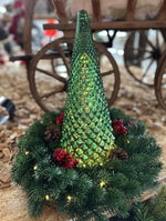 LED Tanne aus Glas grün antique mercury 16x16x36cm