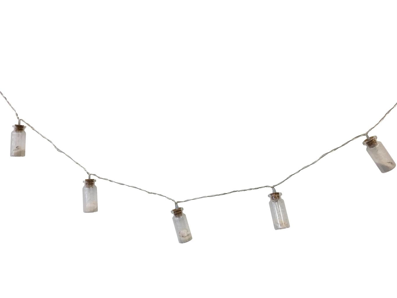 LED Lichterkette Flaschenpost aus Glas mit 10 LED Sand mit Muscheln