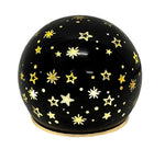 LED Glas Kugel schwarz mit 15 LED D:12cm Motiv: Sterne