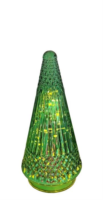 LED Tanne aus Glas grün antique mercury 10x10x20cm