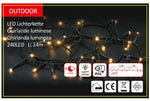 LED Outdoor Lichterkette 240 LED 
Warm weisses Licht 
L: 24m - Kabelfarbe: Grün