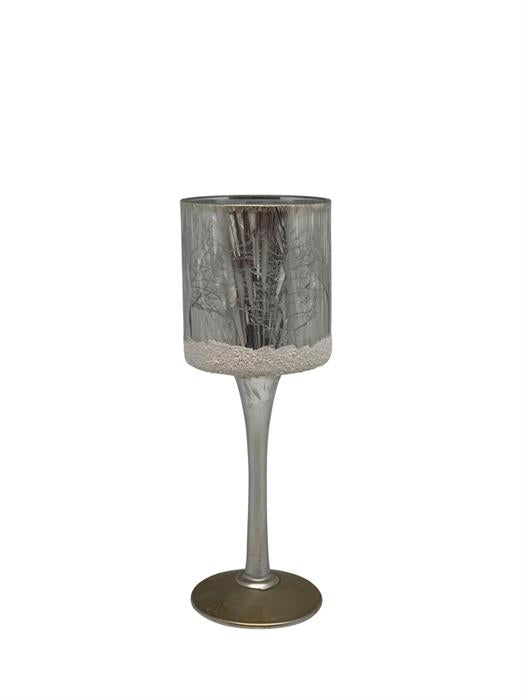 Coupe-lanterne en verre
 Conception : paysage d'hiver
 argent 
H:20cm P:7cm