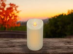LED Kerze Outdoor Kunststoff creme mit beweglicher Flamme D: 7.5cm - H: 15cm
