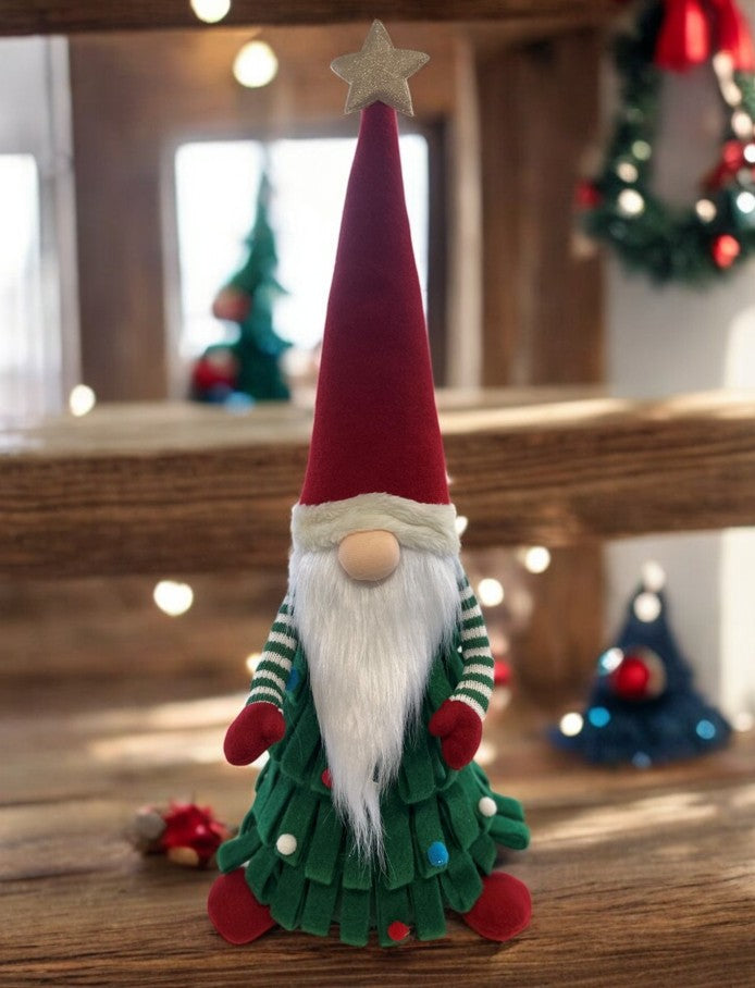 Deko Wichtel Santa sitzend grün rot 60cm