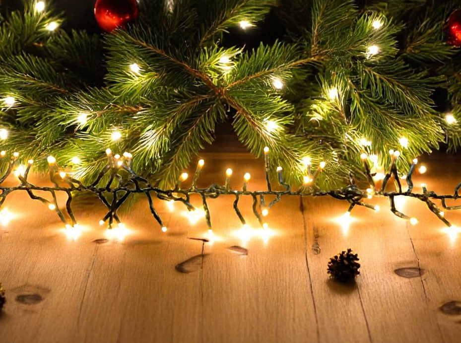 LED Outdoor "Cluster" Lichterkette 960 LED warm weisses Licht L: 960cm Kabelfarbe: Grün