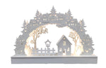 LED Diorama aus Holz mit 10 LED Dorf und Bogen warm weisses Licht