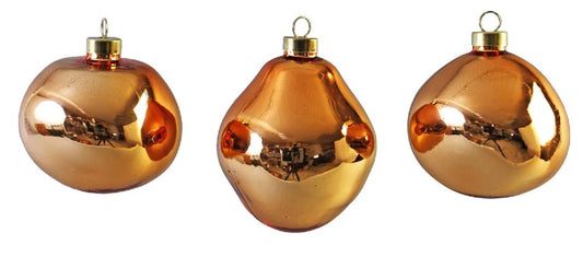 Weihnachtskugel Glas organic 3er Set apricot shiny D8-9cm