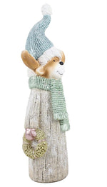 LED Deko Figur Elch mit Tannenkranz in der Hand mit 4 LED