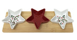 Snack Schalen Stern 3er Set auf Bambus Tablett Grösse 38x12.5cm
