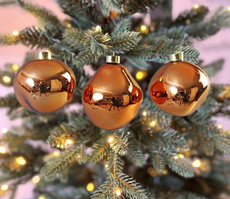 Weihnachtskugel Glas organic 3er Set apricot shiny D10cm